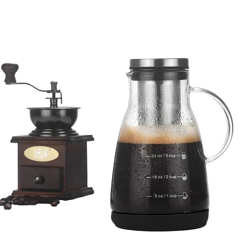 Jarra de Vidrio para Café Cold Brew 24 oz – Cafetera Manual Pour Over para Café Helado