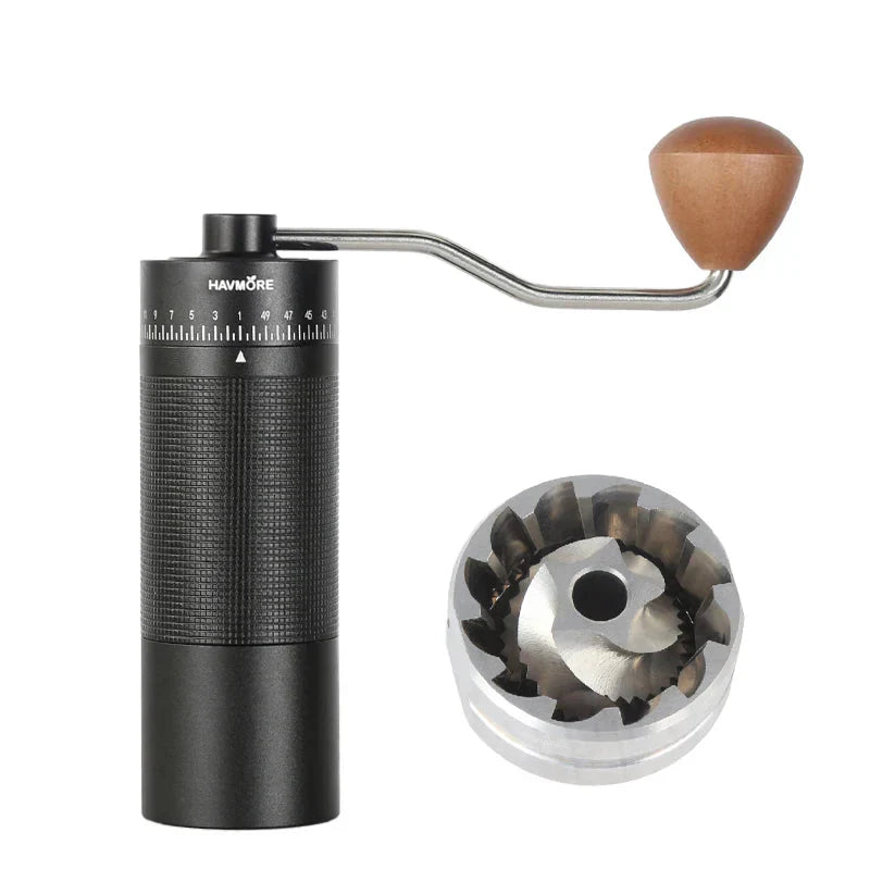 Molino de Café Manual Portátil con Muelas Cónicas de 38 mm – Cuerpo de Aluminio y Ajuste de Molienda Regulable