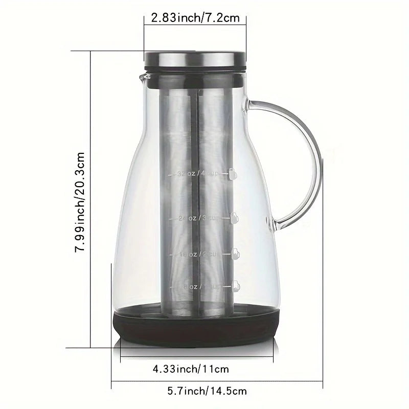 Jarra de Vidrio para Café Cold Brew 24 oz – Cafetera Manual Pour Over para Café Helado