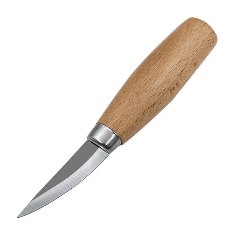 Set de Cuchillos para Tallado en Madera de Acero Inoxidable con Mangos de Haya – Cuchillo de Gancho y Cuchillo Recto para Talla de Precisión