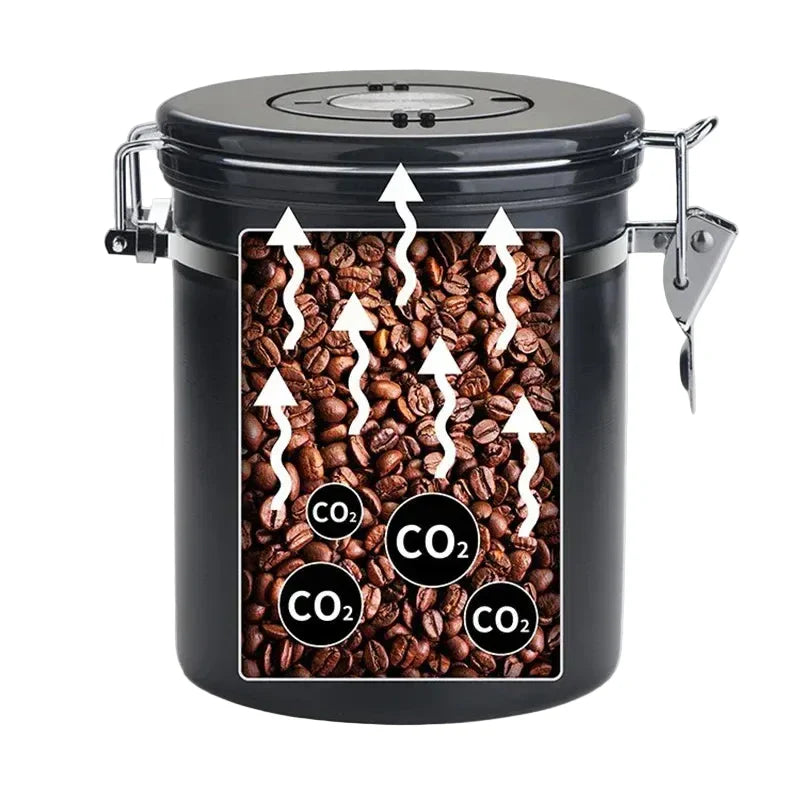 Contenedor Hermético para Café de 1.8L – Tarro Sellado al Vacío de Acero Inoxidable 304 con Cuchara Medidora