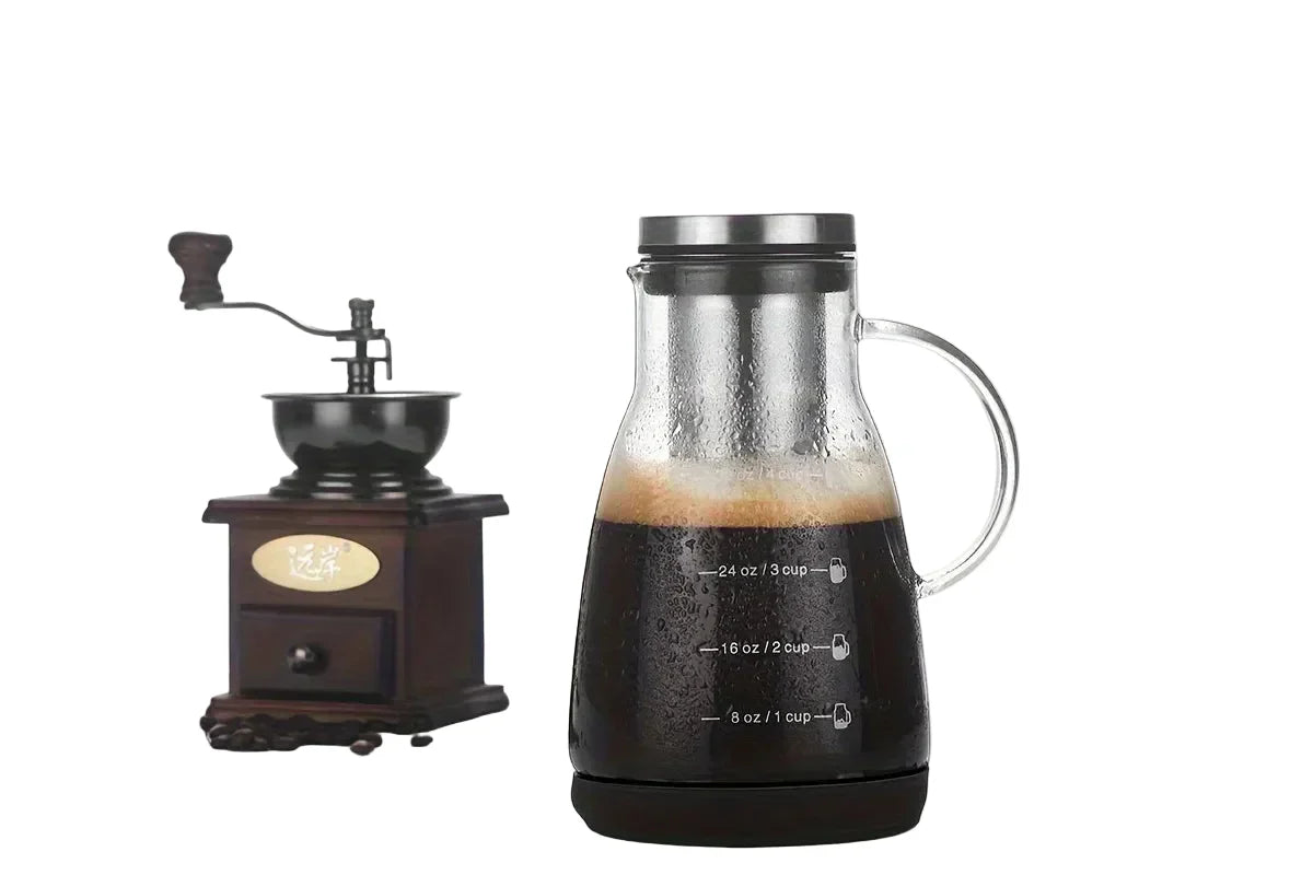 Jarra de Vidrio para Café Cold Brew 24 oz – Cafetera Manual Pour Over para Café Helado