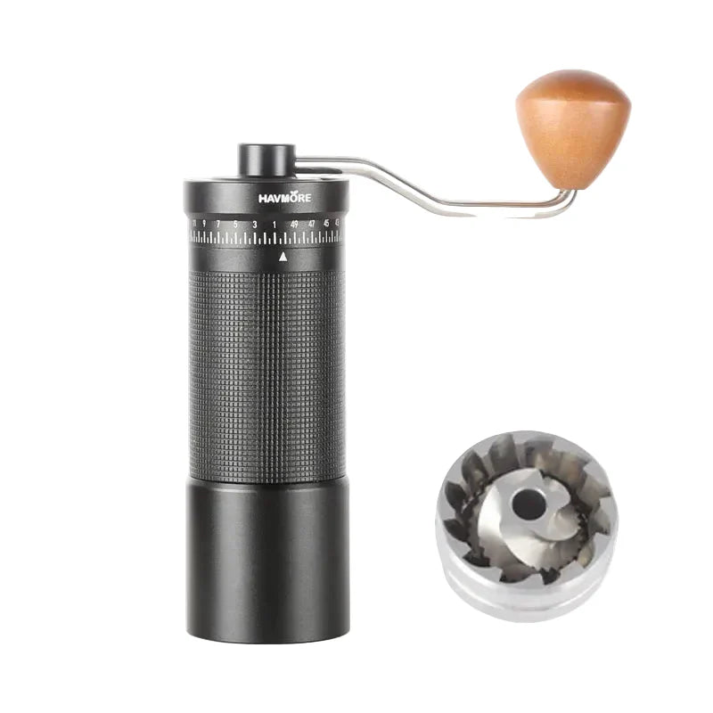Molino de Café Manual Portátil con Muelas Cónicas de 38 mm – Cuerpo de Aluminio y Ajuste de Molienda Regulable