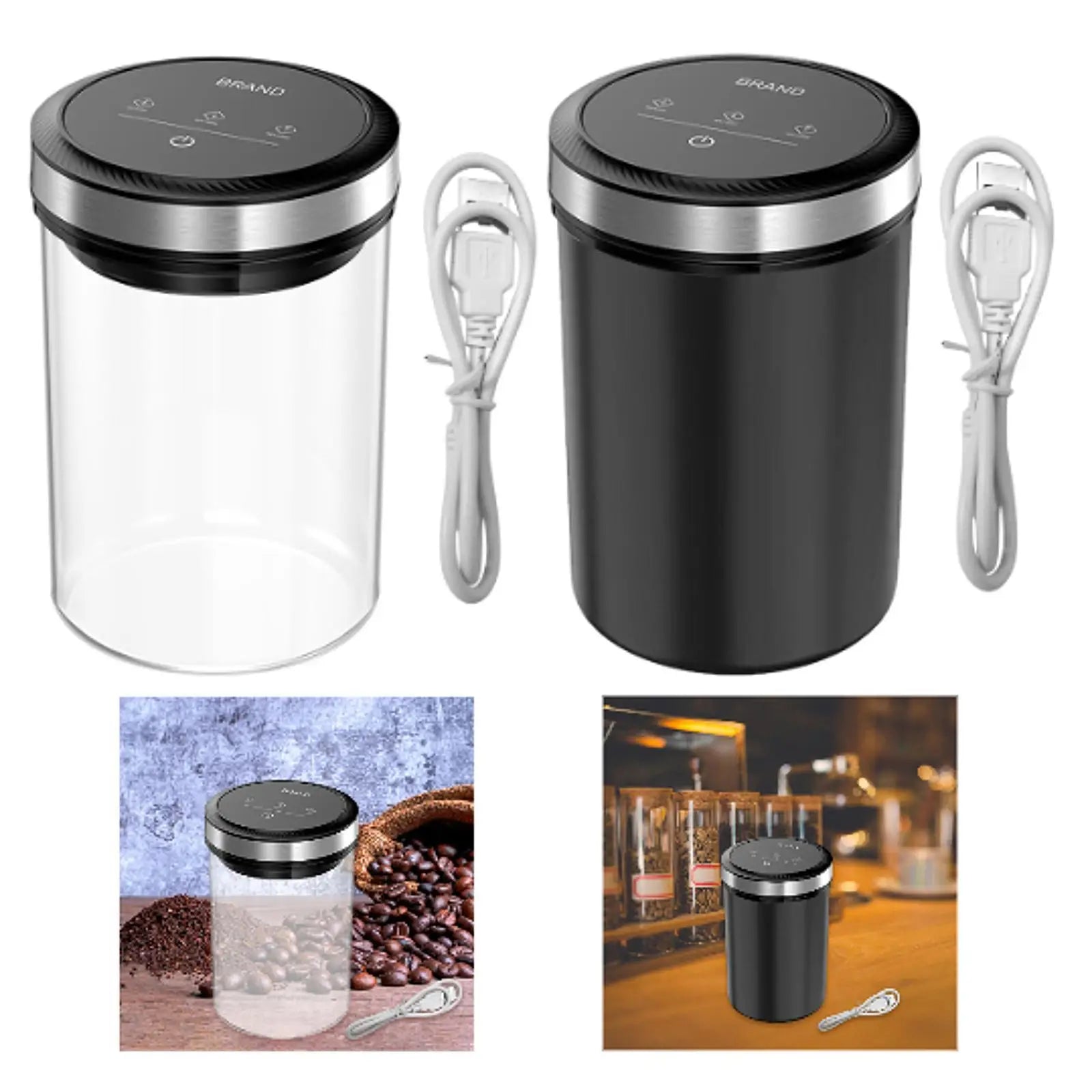 Tarro de Vidrio con Sellado Automático al VacĂo – Contenedor HermĂ©tico de Borosilicato para CafĂ©, TĂ© y Alimentos Secos