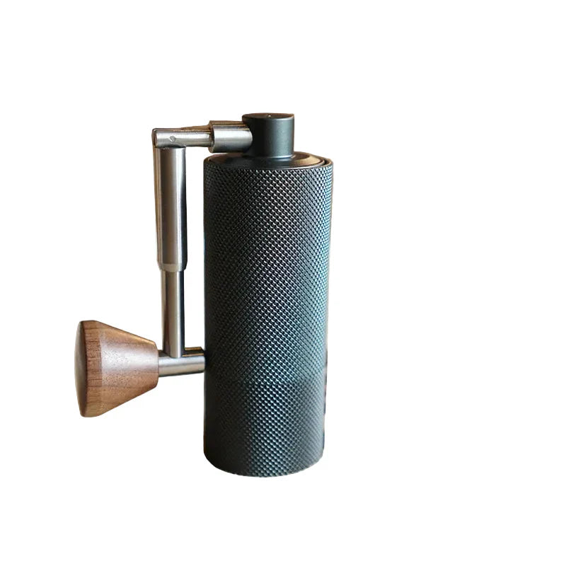 Molino de Café Manual Portátil Mini – Muelas CNC de Acero Inoxidable, Cuerpo de Aluminio y Madera, 10 cm