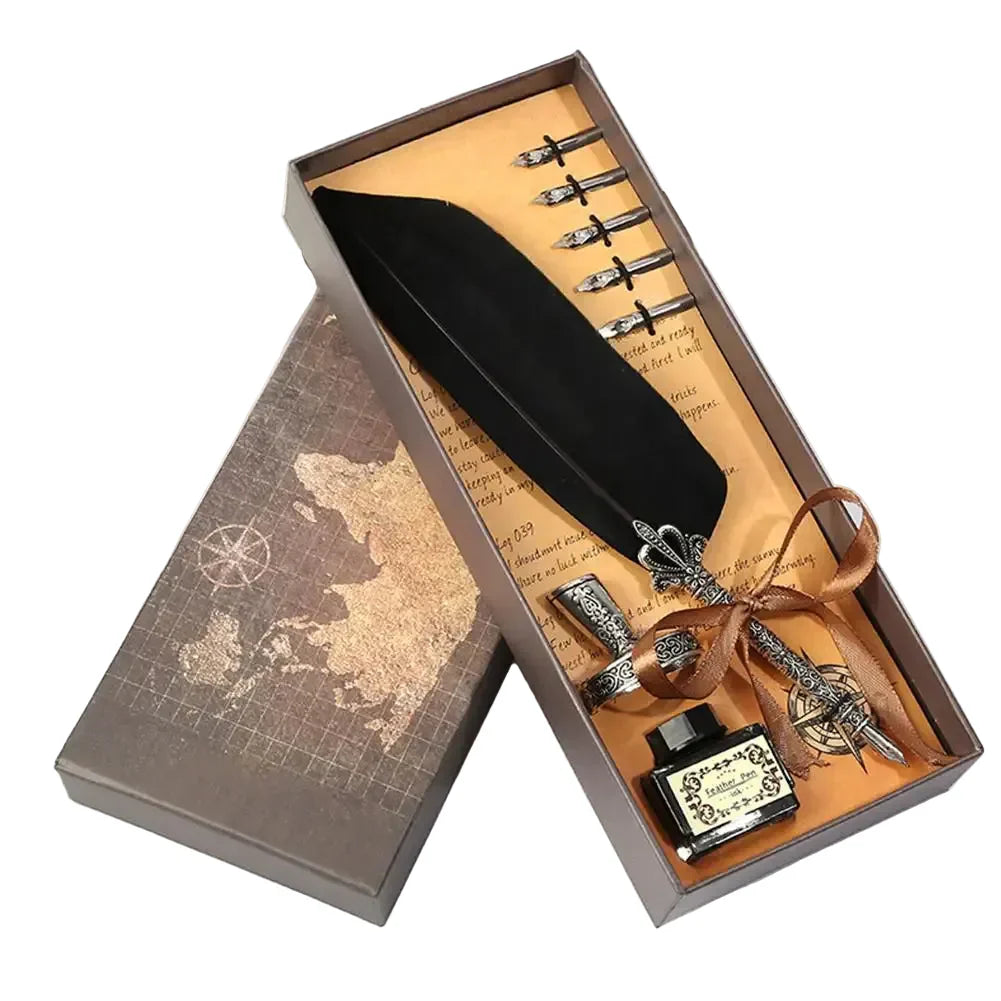 Set de Pluma de Caligrafía con Plumín de Inmersión de Metal y Tinta – Plumín de Acero Inoxidable de 1,0 mm