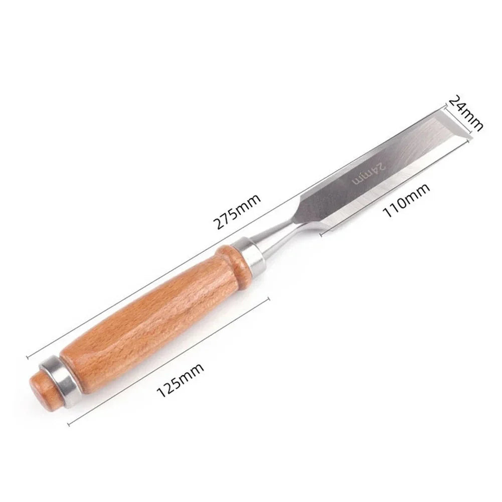 Cincel para Madera de Acero Inoxidable con Mango de Madera – Disponible en 6 mm, 12 mm, 18 mm y 24 mm