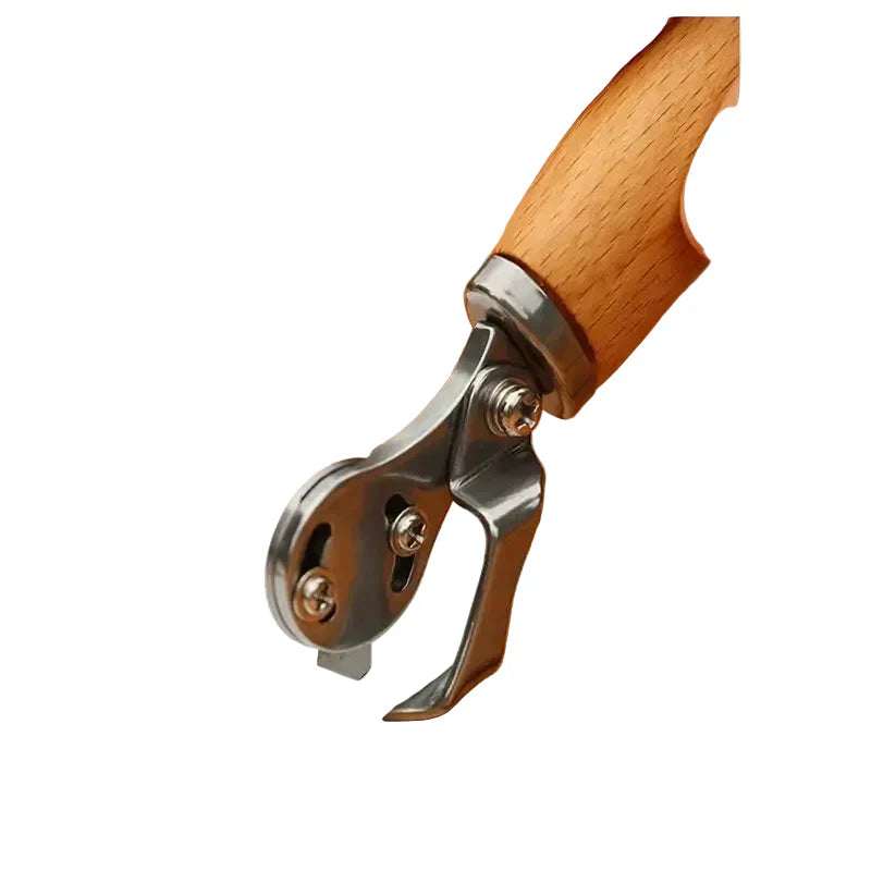 Cuchillo para Cuero con Hoja Recta y Curva de Acero al Carbono y Mango de Madera de Haya