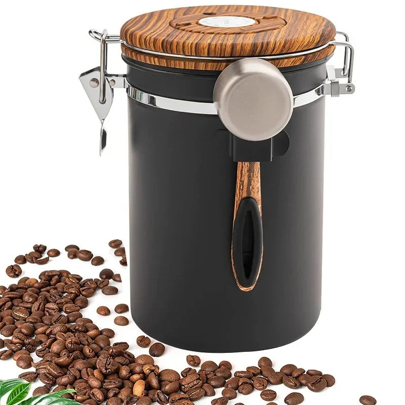 Contenedor Hermético para Café de 1.8L – Tarro Sellado al Vacío de Acero Inoxidable 304 con Cuchara Medidora