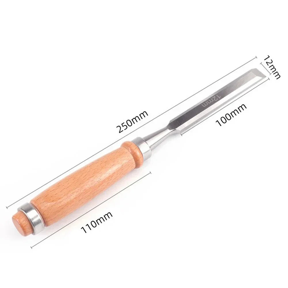 Cincel para Madera de Acero Inoxidable con Mango de Madera – Disponible en 6 mm, 12 mm, 18 mm y 24 mm