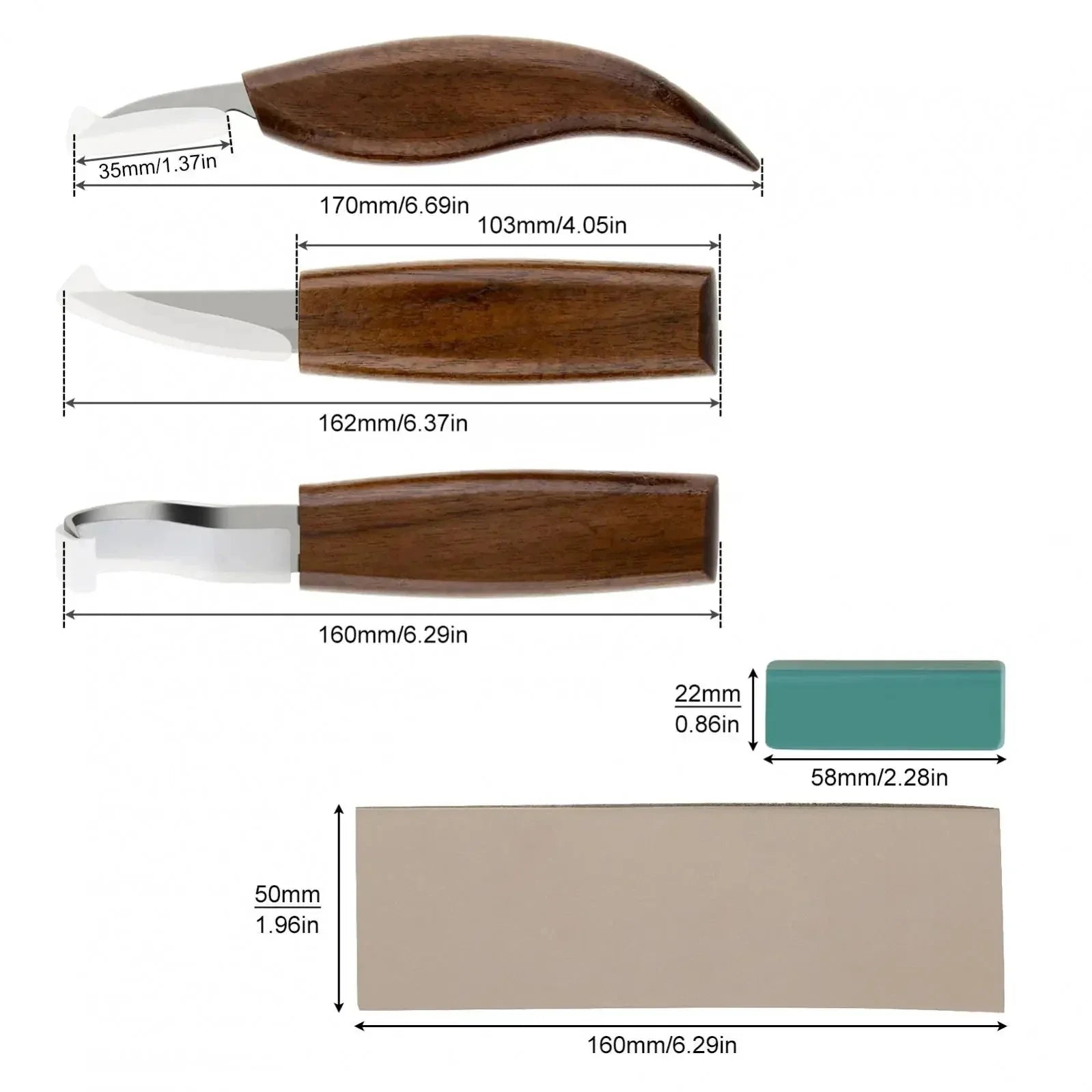 Set de Cuchillos para Tallado en Madera con Cuchillo de Precisión y Cuchillo de Corte en V