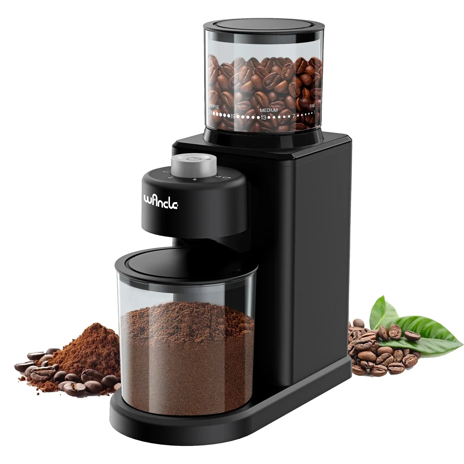 Molino de Café Eléctrico de Muelas Cónicas 200W – 25 Niveles de Molienda Ajustable para Espresso y Café Filtrado