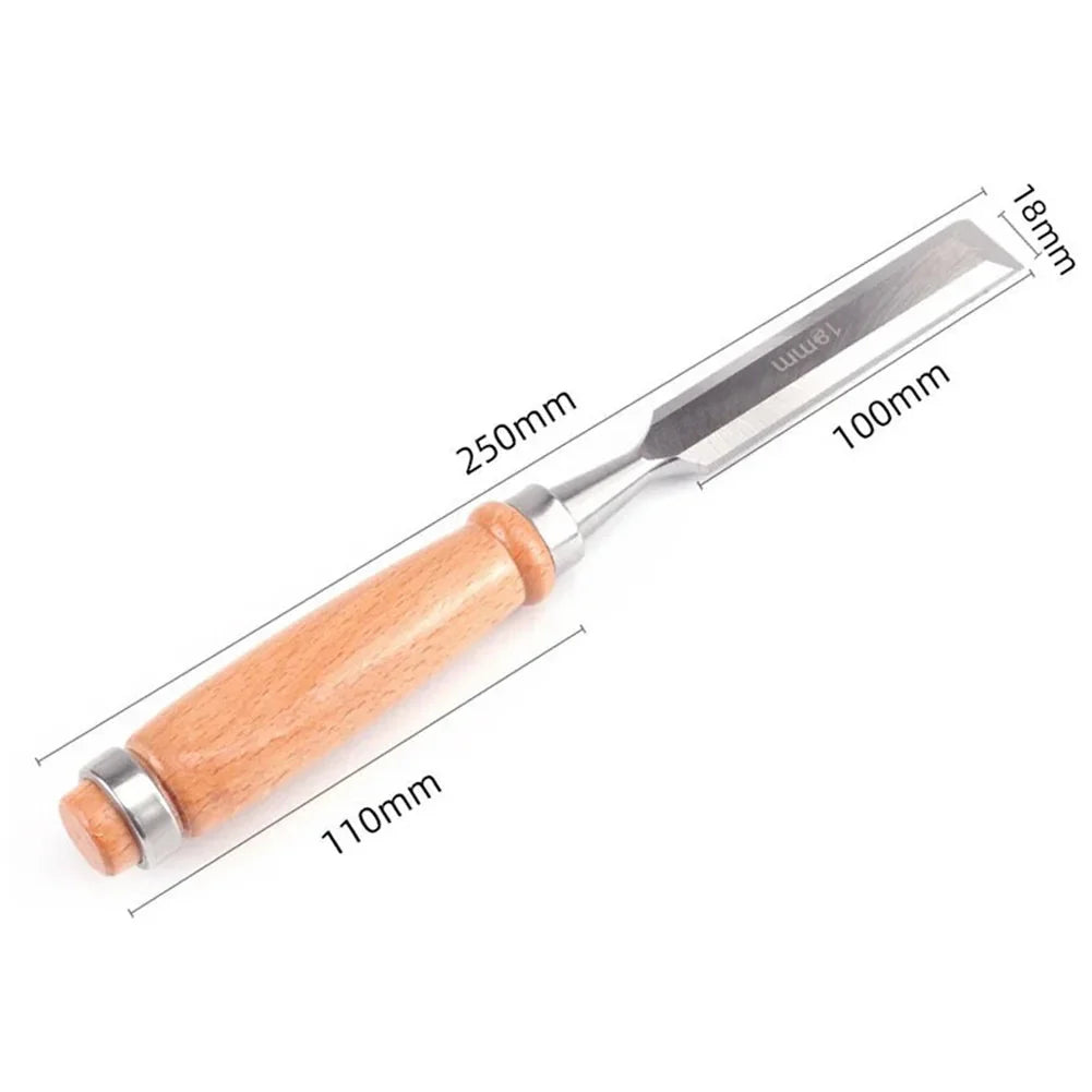 Cincel para Madera de Acero Inoxidable con Mango de Madera – Disponible en 6 mm, 12 mm, 18 mm y 24 mm