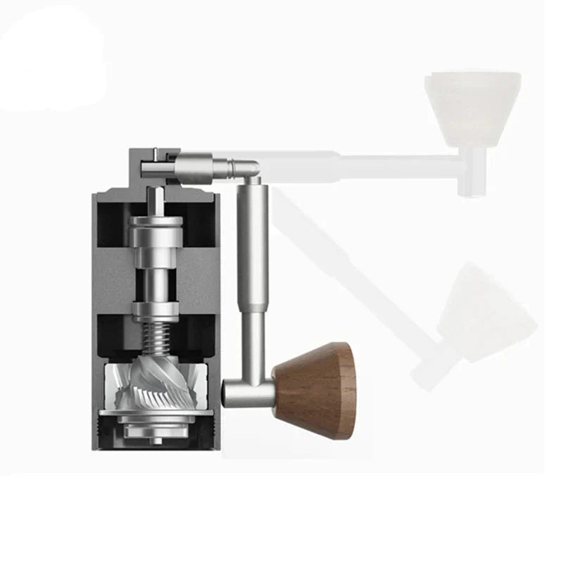 Molino de Café Manual Portátil Mini – Muelas CNC de Acero Inoxidable, Cuerpo de Aluminio y Madera, 10 cm