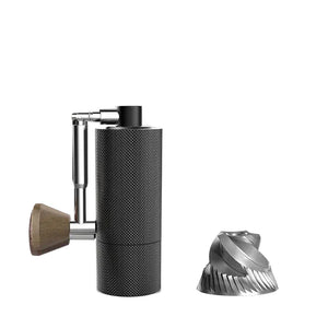 Molino de Café Manual Portátil Mini – Muelas CNC de Acero Inoxidable, Cuerpo de Aluminio y Madera, 10 cm