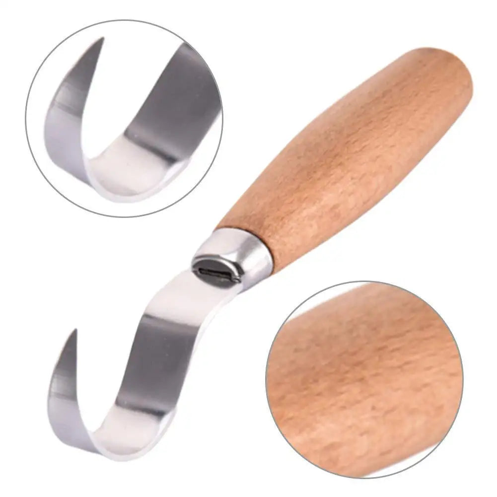 Set de Cuchillos para Tallado en Madera de Acero Inoxidable con Mangos de Haya – Cuchillo de Gancho y Cuchillo Recto para Talla de Precisión