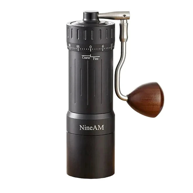 Molino de Café Manual NineAM M1/Pro 2024 – Muelas Cónicas de Acero Inoxidable de 48 mm con Cuerpo de Aluminio y Madera de Nogal