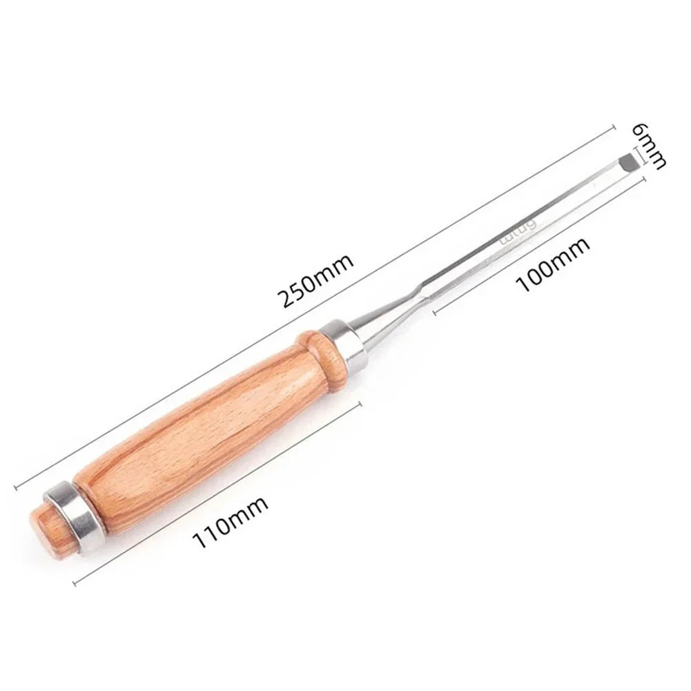 Cincel para Madera de Acero Inoxidable con Mango de Madera – Disponible en 6 mm, 12 mm, 18 mm y 24 mm